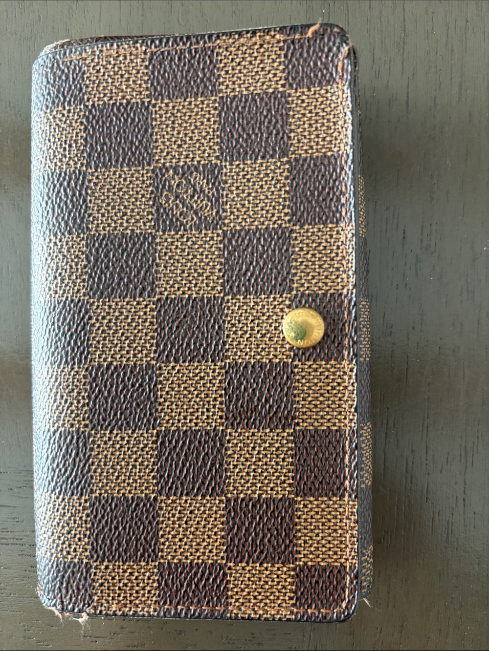 Louis Vuitton Brown Damier Medium Wallet with Gold Button - Picture 13 of 16
